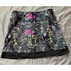 DSG Womens Medium Mid-Rise Athletic Skort Black Pink White Yellow Tropical Leaf